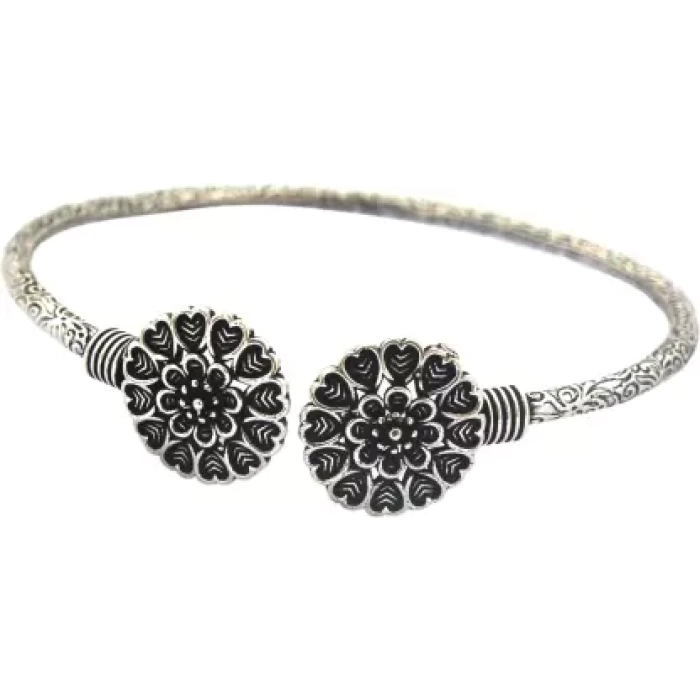 Oxidised Silver Floral Brass Adjustable Bracelet for Women | Save 33% - Rajasthan Living 5