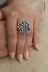 Artificial Floral Brass Adjustable Ring for Women | Save 33% - Rajasthan Living 11