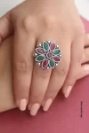 Artificial Floral Brass Adjustable Ring for Women | Save 33% - Rajasthan Living 8