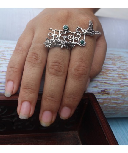 Oxidised Silver Adjustable Brass Ring | Save 33% - Rajasthan Living