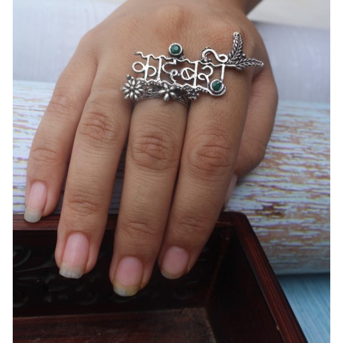Oxidised Silver Adjustable Brass Ring | Save 33% - Rajasthan Living 5