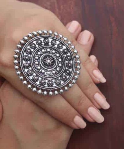 Oxidised Silver Brass Adjustable ring for Women | Save 33% - Rajasthan Living 3