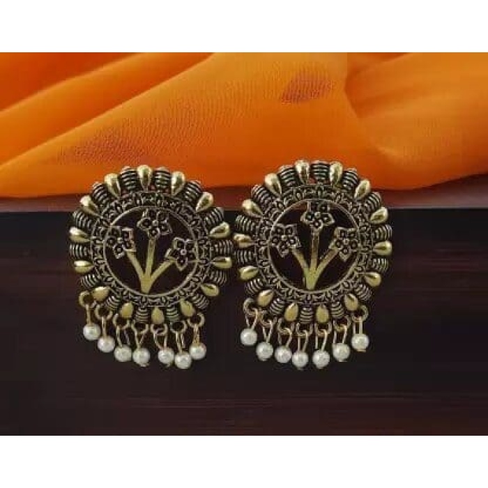 Oxidised Copper Plated Floral Stud Earring For Women Brass Stud Earring | Save 33% - Rajasthan Living 8