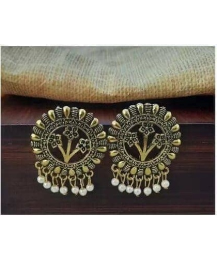 Oxidised Copper Plated Floral Stud Earring For Women Brass Stud Earring | Save 33% - Rajasthan Living