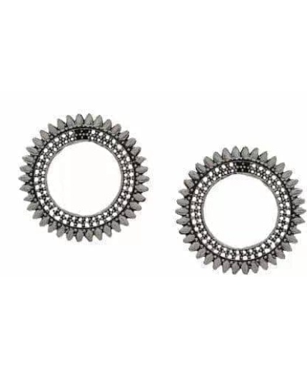 Oxidised Silver Stud Earring For Women Brass Stud Earring | Save 33% - Rajasthan Living