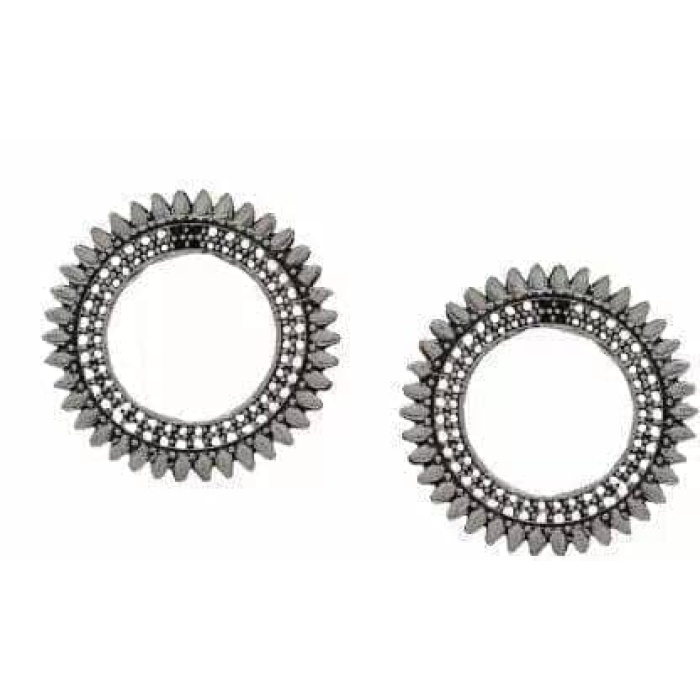 Oxidised Silver Stud Earring For Women Brass Stud Earring | Save 33% - Rajasthan Living 5