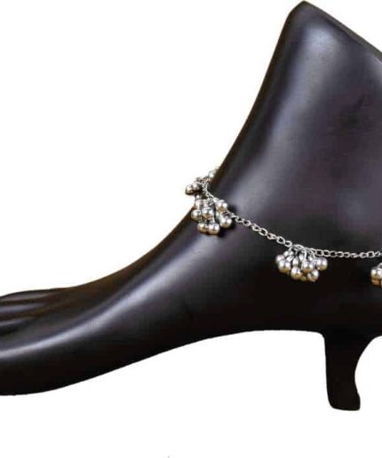 Karatique Oxidized Metal Chain Anklet For Girls And Women Fancy Party Wear Oxidised Two Tone Silver Tone Stylish Anklets Traditional Payal with Silver Elephant For Women And Girls Length 13″ (A Pair) Brass Anklet (Pack Of 2) | Save 33% - Rajasthan Living