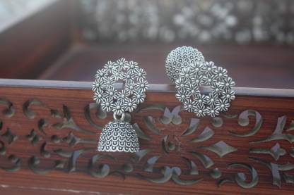 Oxidised Silver Jhumka Earring For Women Brass Earring | Save 33% - Rajasthan Living 3