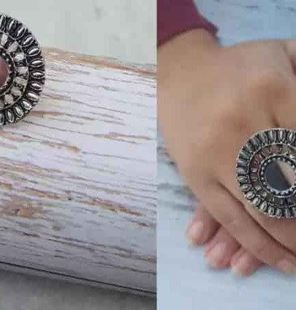 Oxidised Silver Cute Casual Wear Mirror Ring for Women | Save 33% - Rajasthan Living 3