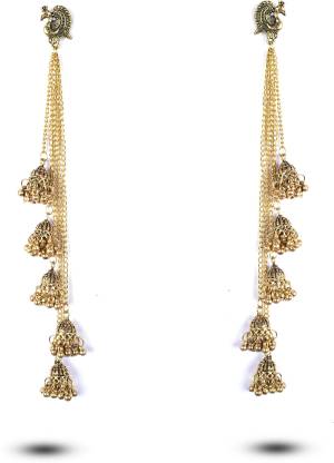 Layered Peacock Jhumki Shopsy G Brass Tassel Earring | Save 33% - Rajasthan Living 7