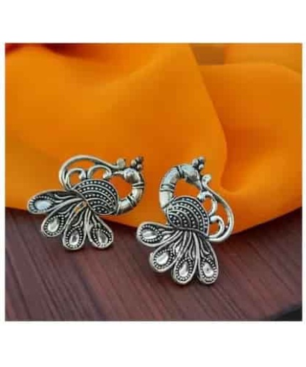 Oxidized Silver Peacock Stud Earring For Women Brass Stud Earring | Save 33% - Rajasthan Living