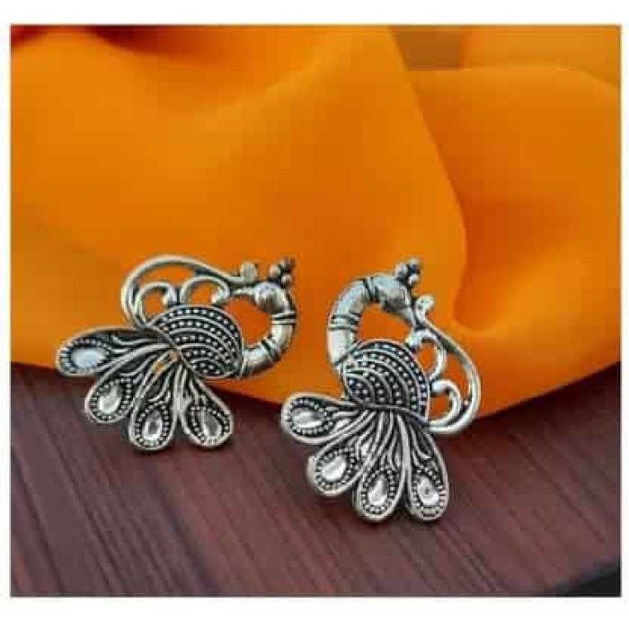 Oxidized Silver Peacock Stud Earring For Women Brass Stud Earring | Save 33% - Rajasthan Living 6