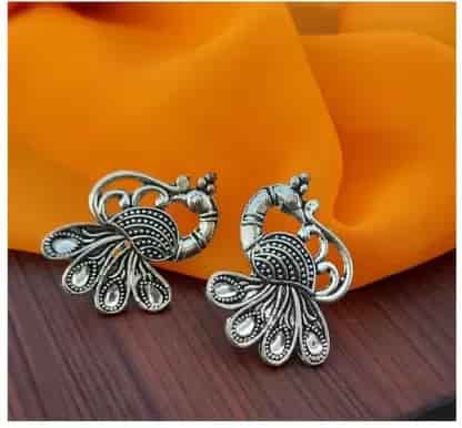 Oxidized Silver Peacock Stud Earring For Women Brass Stud Earring | Save 33% - Rajasthan Living 9