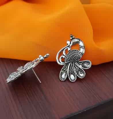 Oxidized Silver Peacock Stud Earring For Women Brass Stud Earring | Save 33% - Rajasthan Living 8