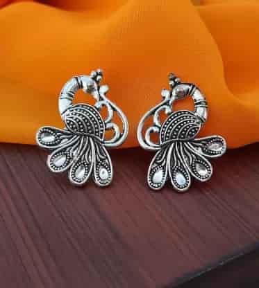 Oxidized Silver Peacock Stud Earring For Women Brass Stud Earring | Save 33% - Rajasthan Living 7