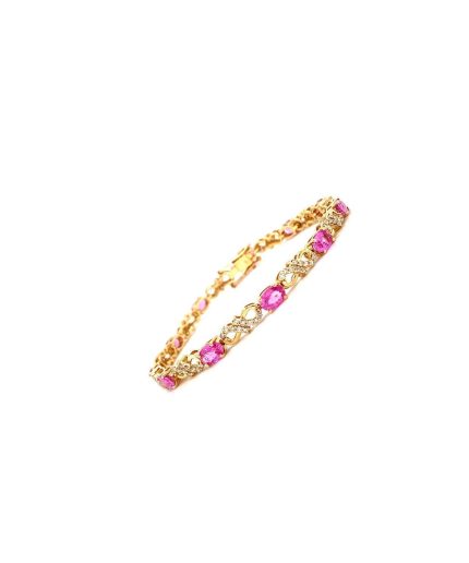 Pink Sapphire Bracelet in 14K Yellow Gold | Save 33% - Rajasthan Living 3