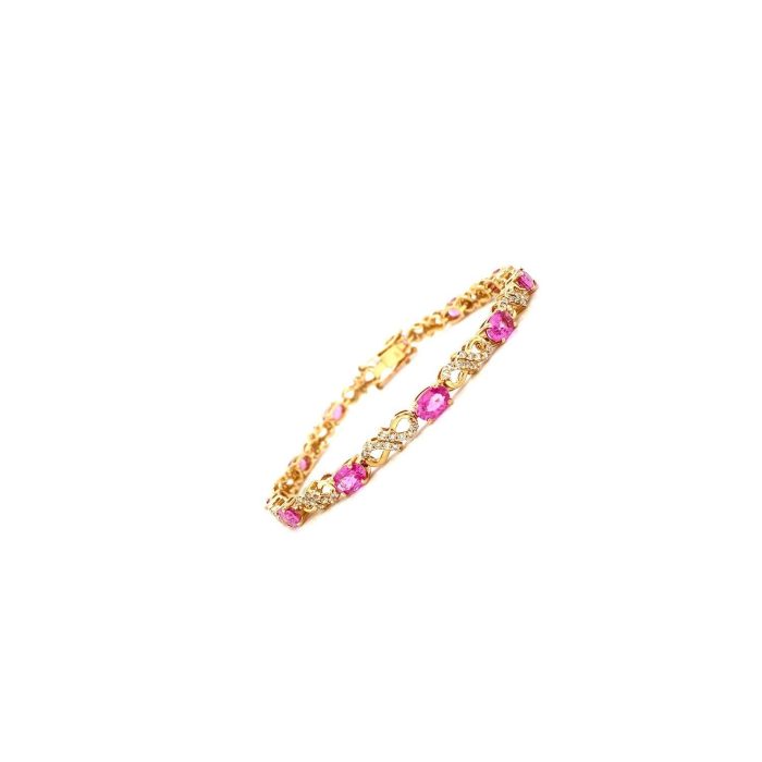 Pink Sapphire Bracelet in 14K Yellow Gold | Save 33% - Rajasthan Living 6