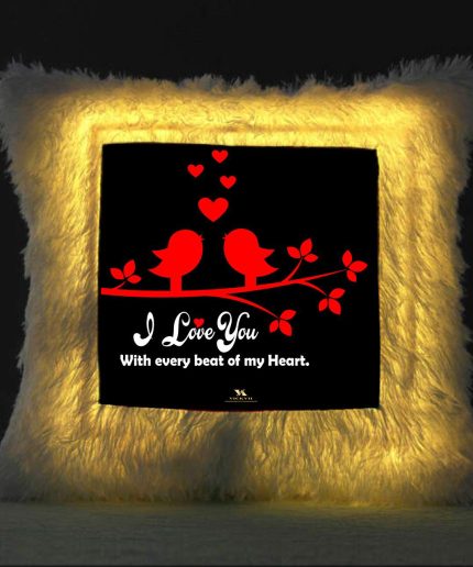 Vickvii Printed I Love You With Every Beat Of My Heart Led Cushion With Filler (38*38CM) | Save 33% - Rajasthan Living
