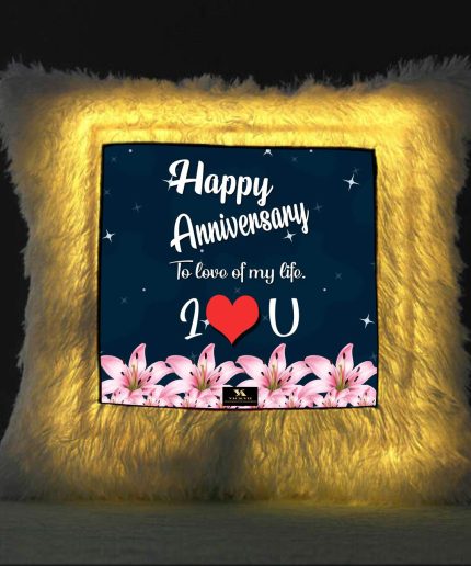 Vickvii Printed Happy Anniversary My Life Led Cushion With Filler (38*38CM) | Save 33% - Rajasthan Living