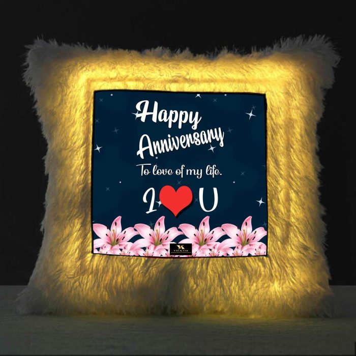 Vickvii Printed Happy Anniversary My Life Led Cushion With Filler (38*38CM) | Save 33% - Rajasthan Living 5
