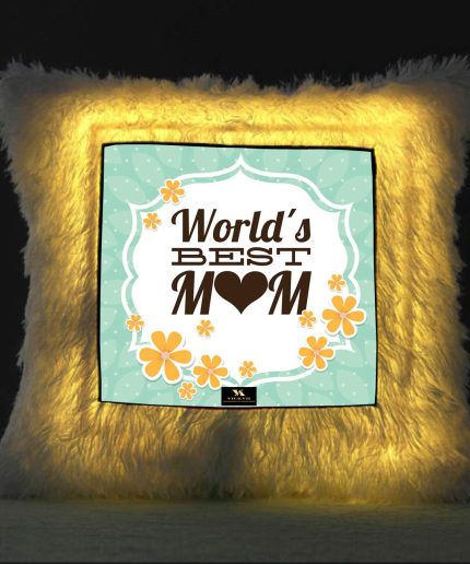 Vickvii Printed Worlds Best Mom Led Cushion With Filler (38*38CM) | Save 33% - Rajasthan Living