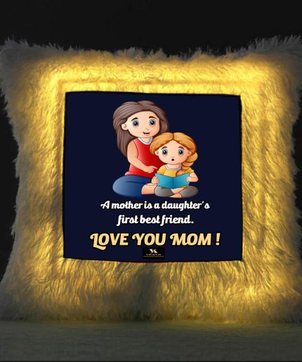 Vickvii Printed Daughers Best Friend Mother I Love You Led Cushion With Filler (38*38CM) | Save 33% - Rajasthan Living