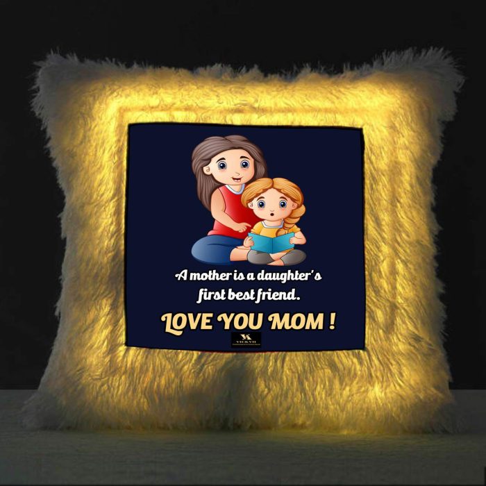 Vickvii Printed Daughers Best Friend Mother I Love You Led Cushion With Filler (38*38CM) | Save 33% - Rajasthan Living 5