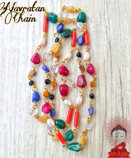 LS Vrindavan Original Navratan Stone Mala Chain 100% 9 Gems Mix Beads | Save 33% - Rajasthan Living