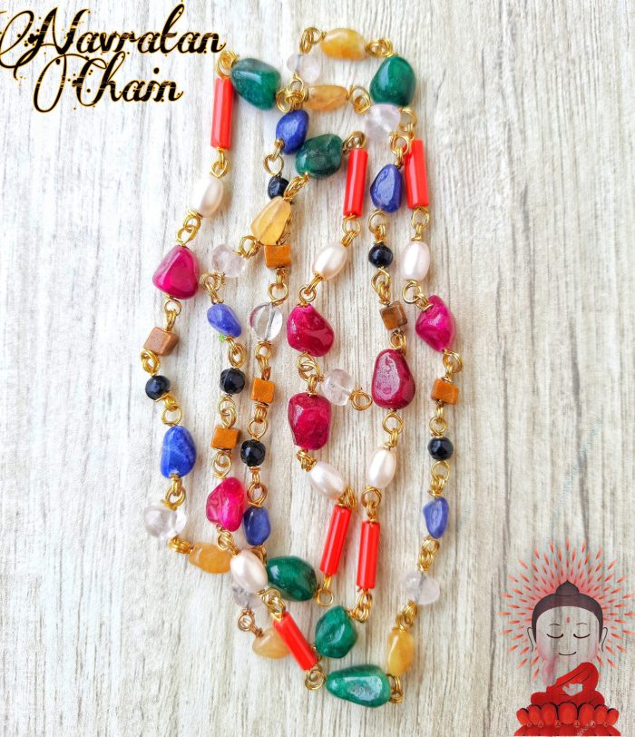 LS Vrindavan Original Navratan Stone Mala Chain 100% 9 Gems Mix Beads | Save 33% - Rajasthan Living 5