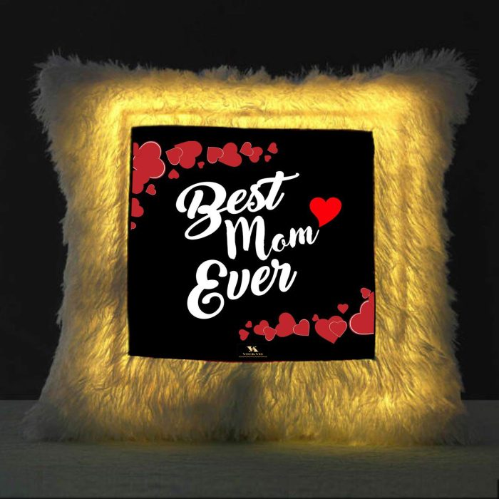 Vickvii Printed Best Mom Ever With Red Heart Led Cushion With Filler (38*38CM) | Save 33% - Rajasthan Living 5