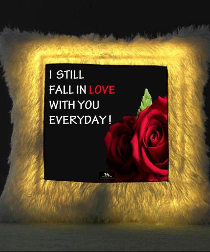 Vickvii Printed I Still Fall In Love With You Everyday Led Cushion With Filler (38*38CM) | Save 33% - Rajasthan Living
