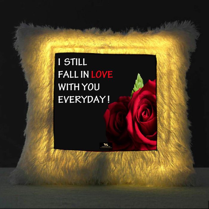 Vickvii Printed I Still Fall In Love With You Everyday Led Cushion With Filler (38*38CM) | Save 33% - Rajasthan Living 5