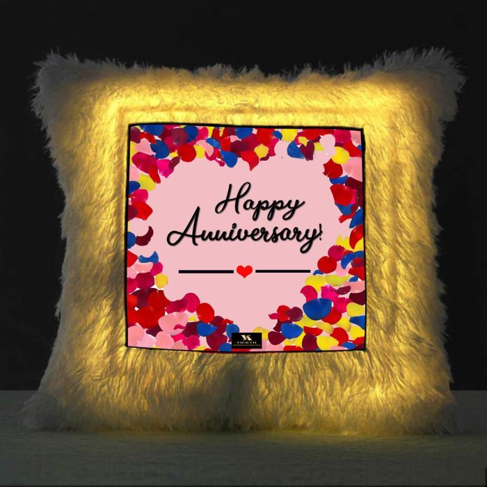 Vickvii Printed Happy Anniversary Multicolour Led Cushion With Filler (38*38CM) | Save 33% - Rajasthan Living 5
