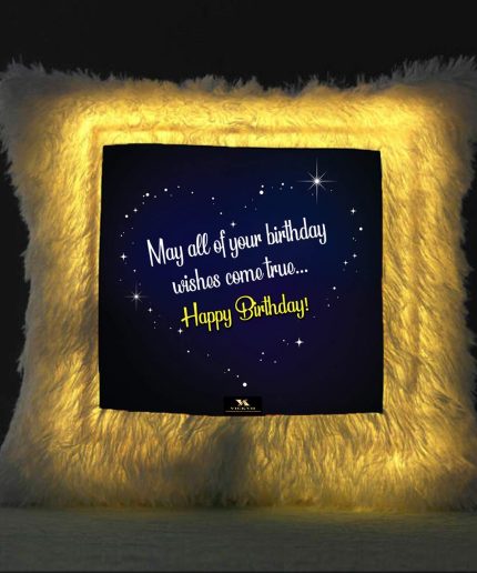 Vickvii Printed Happy Birthday Wishes Led Cushion With Filler (38*38CM) | Save 33% - Rajasthan Living