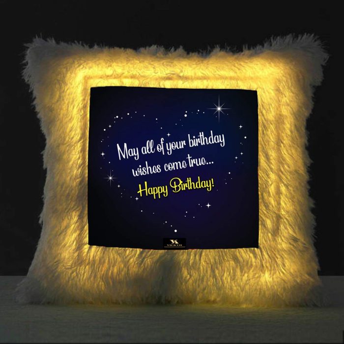 Vickvii Printed Happy Birthday Wishes Led Cushion With Filler (38*38CM) | Save 33% - Rajasthan Living 5