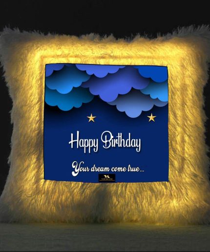 Vickvii Printed Happy Birthday Your Dreams Come True Led Cushion With Filler (38*38CM) | Save 33% - Rajasthan Living