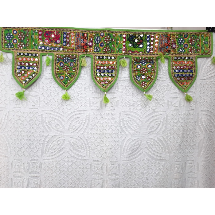 Green Hand embroidered Suzani Toran/Door Vallace, Rajasthan Handmade Toran by Artisans | Save 33% - Rajasthan Living 7