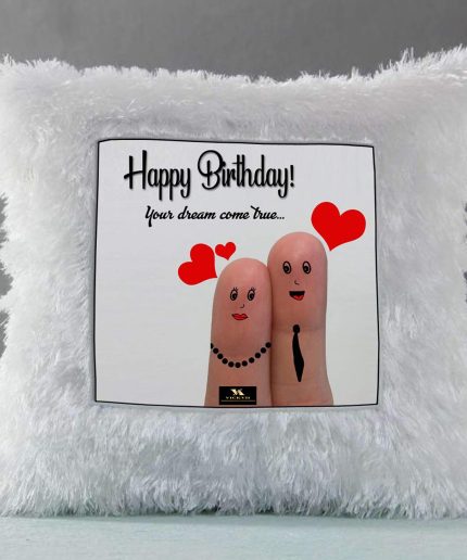 Vickvii Printed Happy Birthday Your Dreams Come True Fingers Led Cushion With Filler (38*38CM) | Save 33% - Rajasthan Living 3