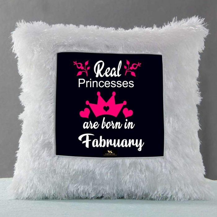 Vickvii Printed Real Princess Are Born In February Led Cushion With Filler (38*38CM) | Save 33% - Rajasthan Living 6