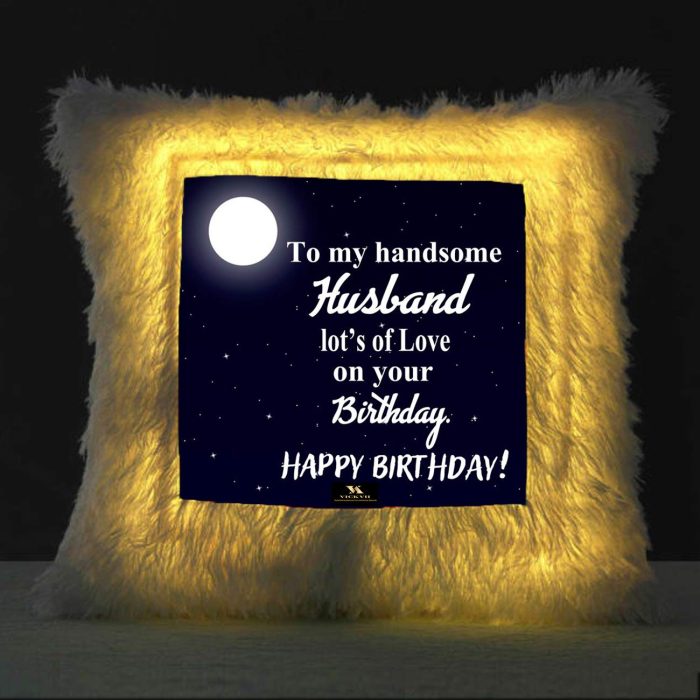 Vickvii Printed Happy Birthday My Handsome Husband Led Cushion With Filler (38*38CM) | Save 33% - Rajasthan Living 5