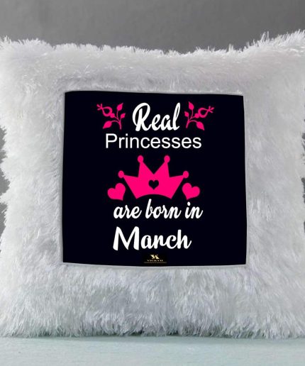 Vickvii Printed Real Princess Are Born In March Led Cushion With Filler (38*38CM) | Save 33% - Rajasthan Living 3