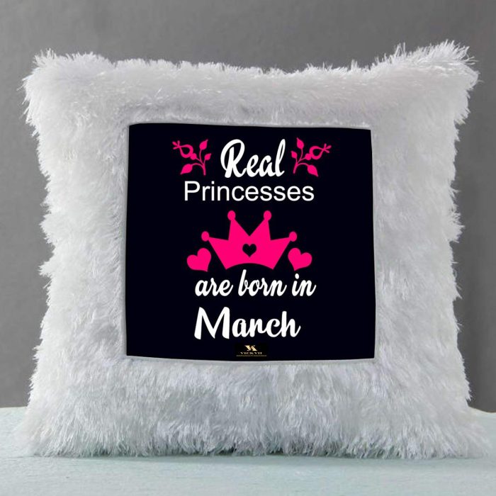 Vickvii Printed Real Princess Are Born In March Led Cushion With Filler (38*38CM) | Save 33% - Rajasthan Living 6