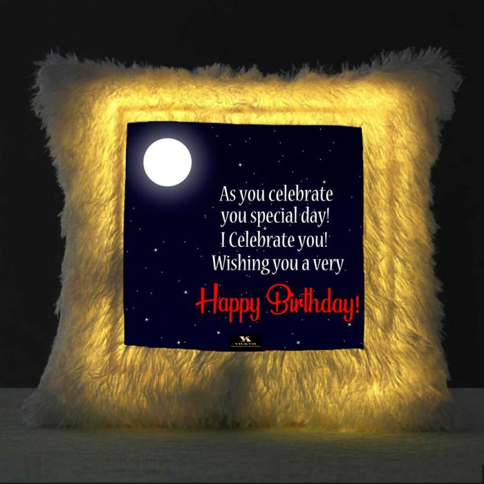 Vickvii Printed Happy Birthday Quot Led Cushion With Filler (38*38CM) | Save 33% - Rajasthan Living 5