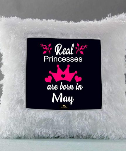 Vickvii Printed Real Princess Are Born In May Led Cushion With Filler (38*38CM) | Save 33% - Rajasthan Living 3