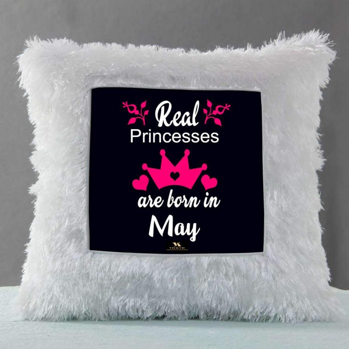 Vickvii Printed Real Princess Are Born In May Led Cushion With Filler (38*38CM) | Save 33% - Rajasthan Living 6