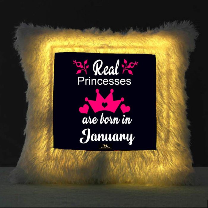Vickvii Printed Real Princess Are Born In January Led Cushion With Filler (38*38CM) | Save 33% - Rajasthan Living 5