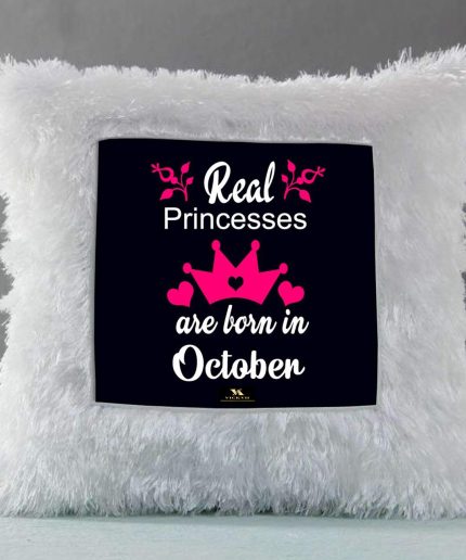Vickvii Printed Real Princess Are Born In October Led Cushion With Filler (38*38CM) | Save 33% - Rajasthan Living 3