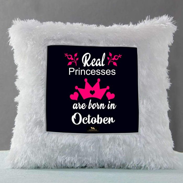 Vickvii Printed Real Princess Are Born In October Led Cushion With Filler (38*38CM) | Save 33% - Rajasthan Living 6