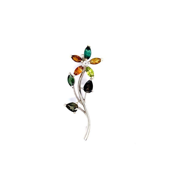 Multi Tourmaline Brooch in 925 Sterling Silver | Save 33% - Rajasthan Living 5