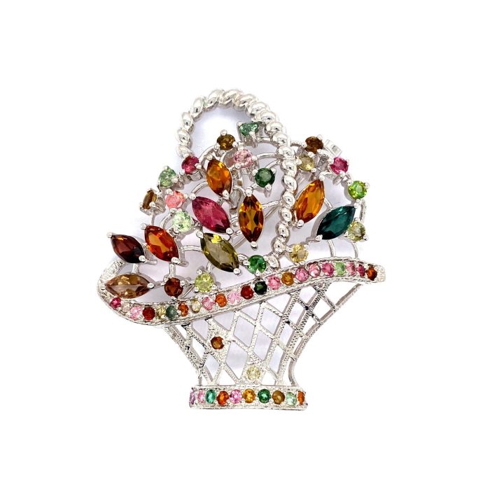 Multi Tourmaline Brooch in 925 Sterling Silver | Save 33% - Rajasthan Living 5